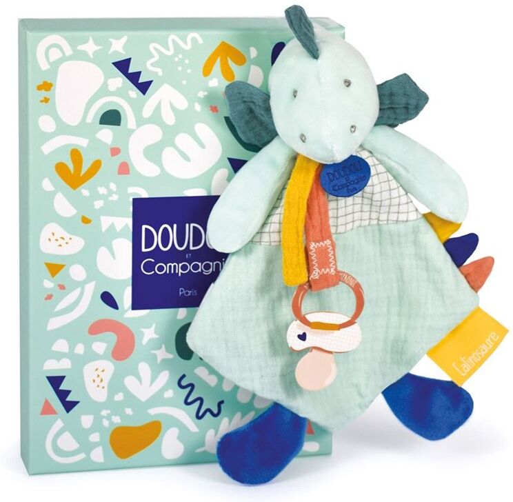 Filou, Doudou dinosaure attache-sucette amande : Les Calinosaures - Doudou et Compagnie