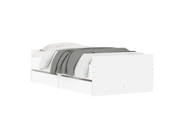 vidaXL Bett Bettrahmen Weiß Holzwerkstoff (1-tlg), Bettrahmen Weiß Holzwerkstoff