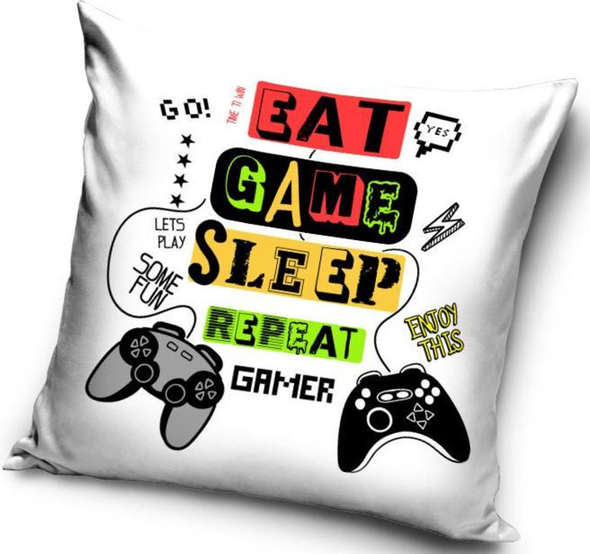 Eat Game Sleep Repeat Gamer Sierkussen inclusief vulling 40 x 40 cm