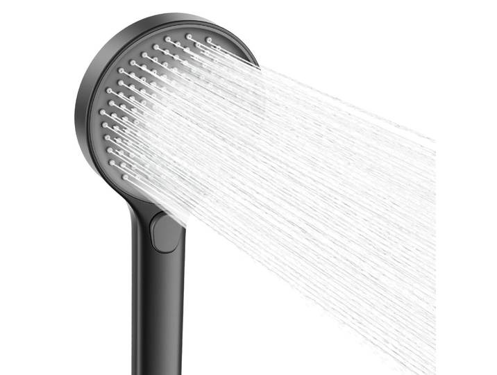 Duschkopf Groß 130mm mit 3 Strahlarten, Wassersparend, Schwarz