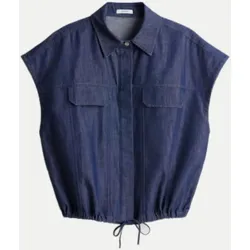 Chambray Bluse in Denim Look Fulisma Blau 40