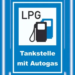 HB-Druck Tankstelle mit Autogas Schild A6 (105x148mm)