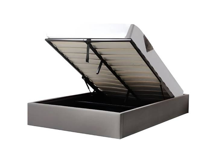 Lit coffre - OMYZ - STADA - 140x190 cm - Tissu gris anthracite - Sommier inclus - 2 places