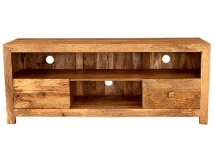 Indischesmoebelhausde TV-Schrank Fernsehtisch Hina 150x60x45 aus Mangoholz Funktionales Design, zeitlos elegant.