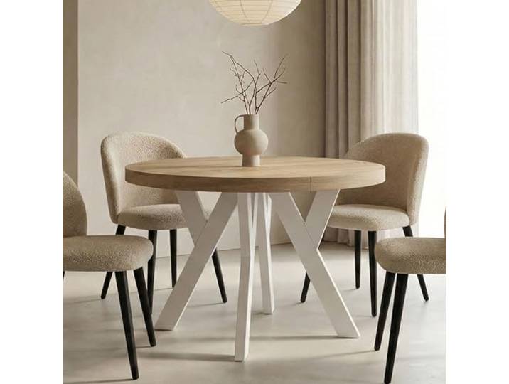 Dekori Möbel Esstisch ausziehbar Weiß Pero Für 4–8 Personen 110/210 cm Eiche Sonoma Esstisch mit Holzbeinen Skandinavisch/Loft Stil