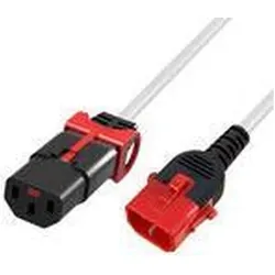 ACT Powercord C13 - C14 Dual IEC LOCK white 3 m (3 m), Stromkabel, Weiss