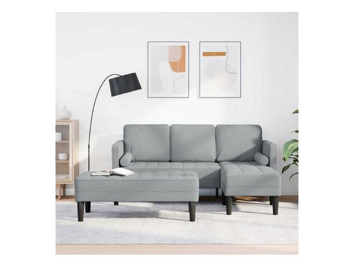vidaXL Sofa, Sofa Set mit Kissen 2 pcs Hellgrau Polyester