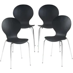 Helloshop26 - Set aus 4 modernen robusten Esszimmerstühlen in Schwarz und Chrom