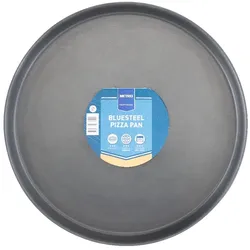 METRO Professional METRO Professional Pizzablech, Metall, ⌀ 36 cm, 370 x 370 x 100 mm, unbeschichtetes Blaublech mit Rollrand, schwarz