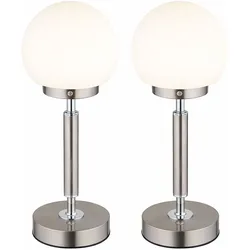 Tischlampe Nachttischlampe Touchdimmer Akku Wohnimmerlampe LED Tischleuchte silber, Lichtfarbe einstellbar, 2,5W 136lm warmweiß-kaltweiß, DxH 11,5 x 28,5 cm, 2er Set