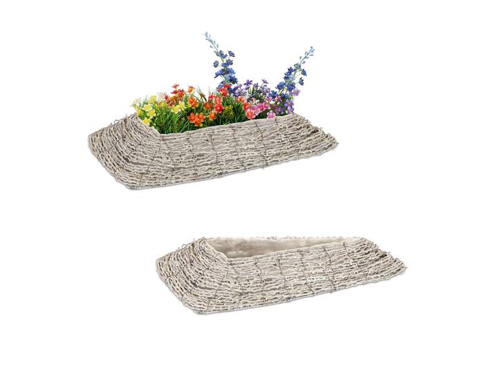 Dreieckiger Blumentopf 2er-Set Weiss-Hellbraun