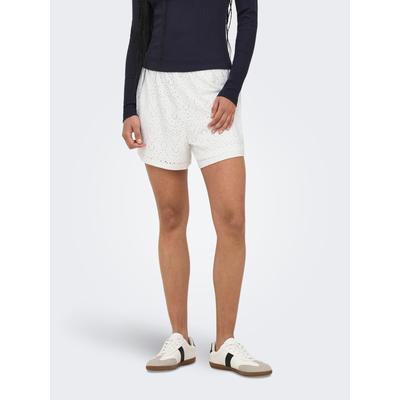 Shorts ONLY "ONLSMILLA LOOSE SHORTS JRS", Damen, Gr. L (40), N-Gr, cloud dancer, Obermaterial: 95% Polyester, 5% Elasthan, unifarben, loose fit kurz, Hosen Shorts, Materialmix, loose fit