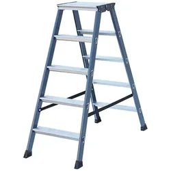 Doppelleiter Krause Monto SePro® D eloxiert 2x5 Stufen aus Aluminium, beidseitig besteigbar, eloxierte Holme