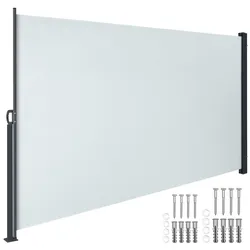 TecTake GmbH TECTAKE Seitenmarkise ausziehbar wind- und sichtschutz, pulverbeschichteter Stahl, 300x9x180 cm grau