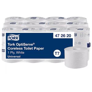 Tork Toilettenpapier OptiServe Coreless, 472620, T7, 1-lagig, Recyclingpapier, 1250 Blatt, 24 Rollen