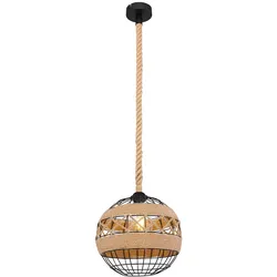 LED Hängeleuchte Pendelleuchte Esszimmerlampe Hanfseil Schwarz Metall H 120 cm