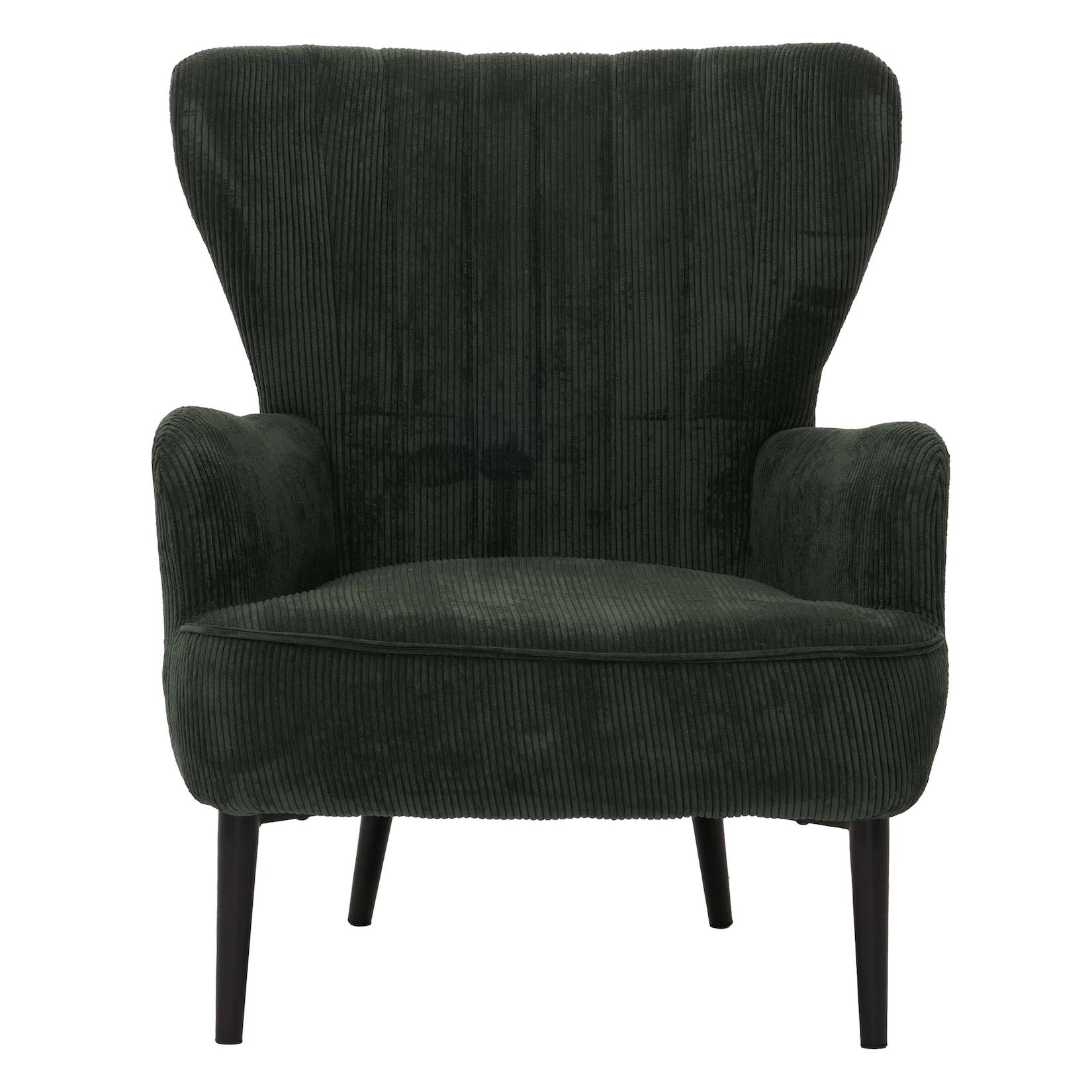 Lounge-Sessel MCW-K37, Cocktail-/Ohrensessel Polsterstuhl Retro Vintage Stoff Cord (290g/m²) ~ dunkelgrün
