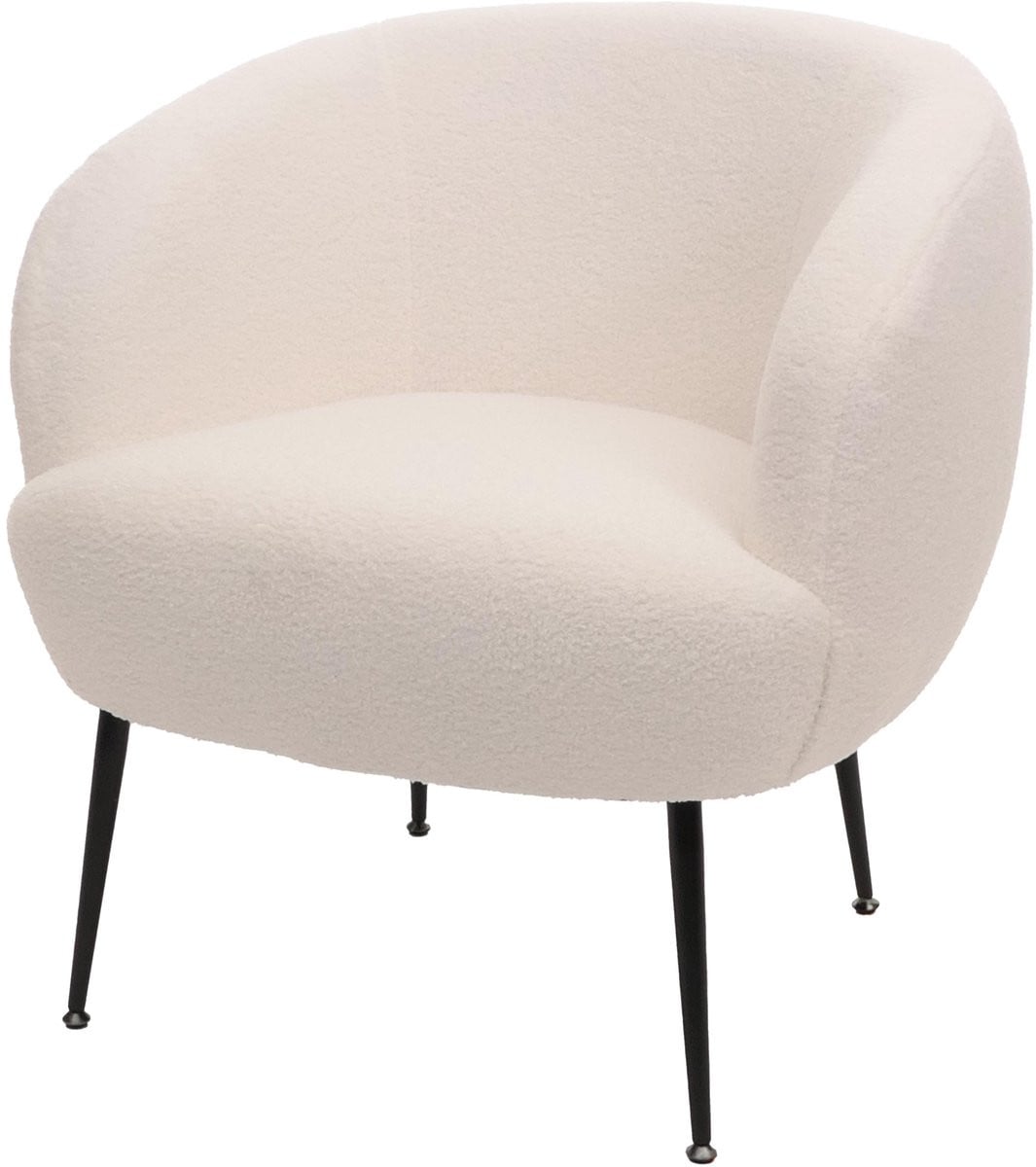 Lounge fauteuil MCW-O37 cocktail/club fauteuil met wit bouclé textiel en metalen onderstel
