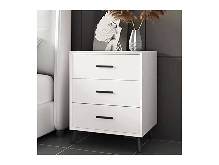 YANG11FAN Vielseitig Nachttisch mit Stauraum, 3 Schubladen Mit stabiler Basis, schmales Nachttisch-Endsofa aus Holz for Schlafzimmer und Wohnzimmer(Weiß)