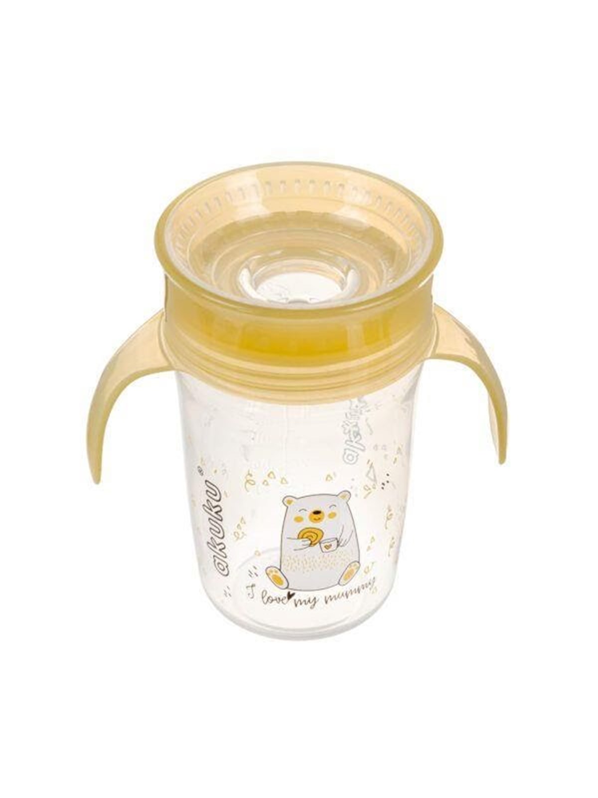 Akuku Non-spill cup 360° 240 ml with dual handle yellow
