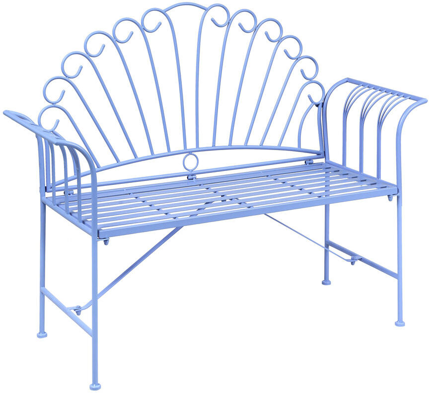 Lark Manor Iron Outdoor Bench Blue 97cm H X 125cm W X 46cm D