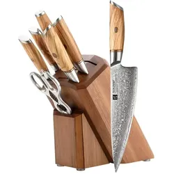 XinZuo - Damastmesser Set 8-teilig - B37 Lan Serie