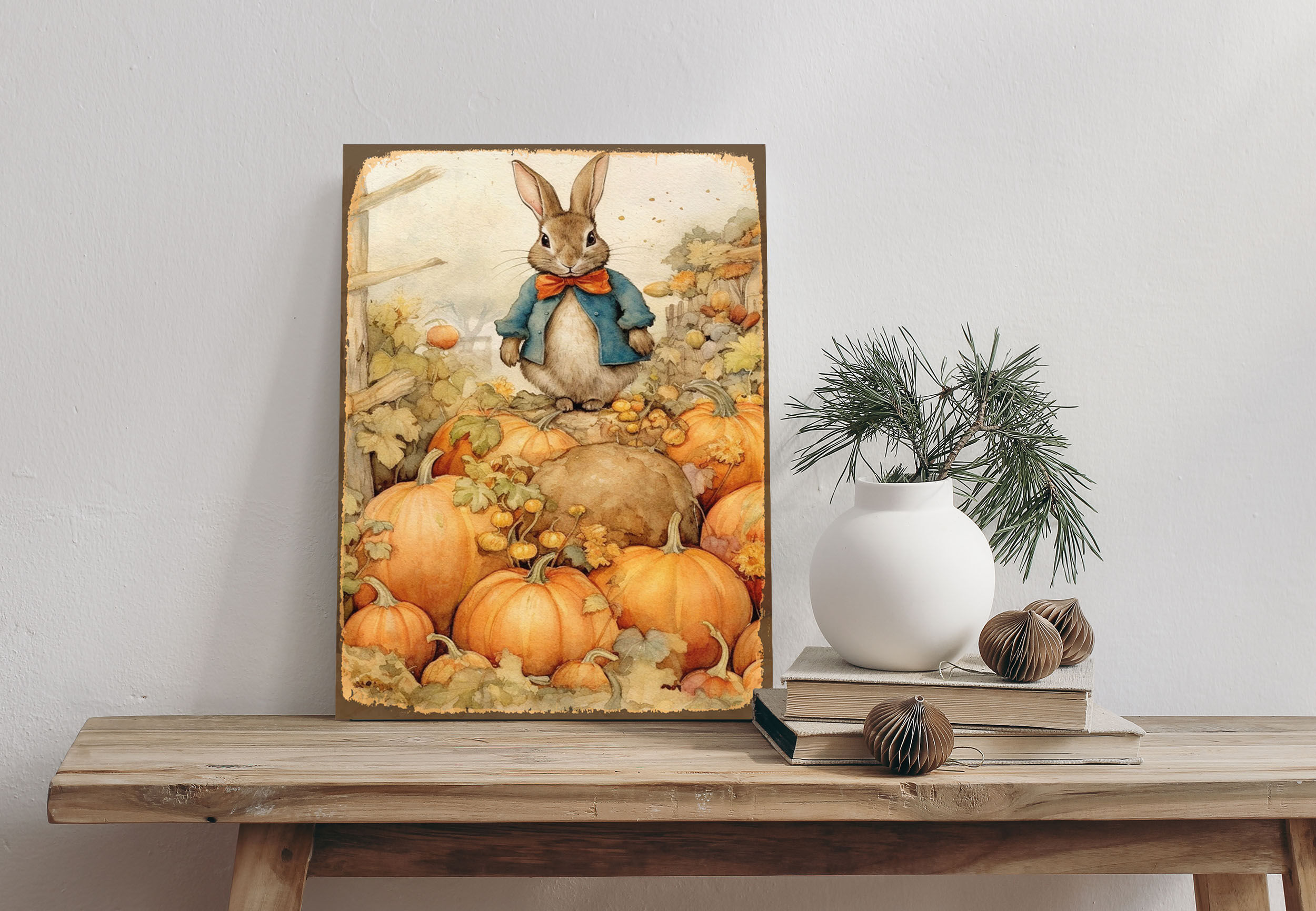 Alu-Dibond-Druck QUEENCE "Hase", orange (farbe bild(er): orange), B:20cm H:30cm T:0,2cm, Alu Dibond, Bilder, Alu-Dibond-Druck, Kürbisse, Natur, Schild