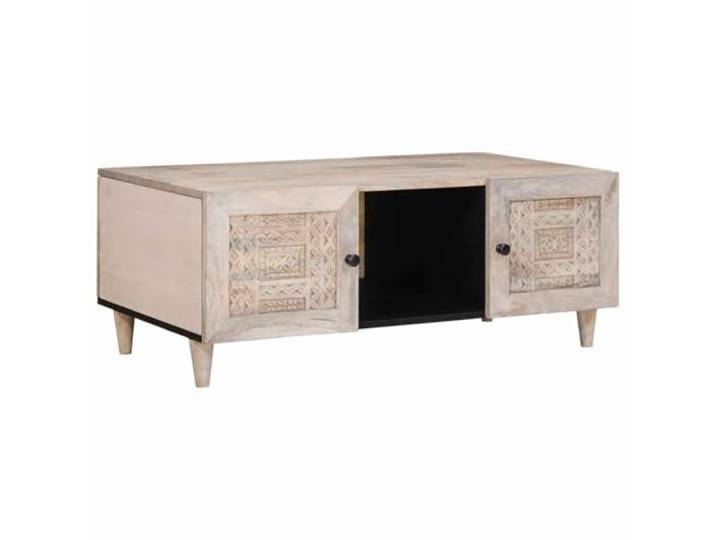 LKJephalotrope Couchtisch Beige 100x54x40 cm Holzwerkstoff mit Türen Kompakter Tisch fürs Wohnzimmer mit 2 Türen für geschlossenen Stauraum. Hält Fernbedienungen und Bücher ordentlich.