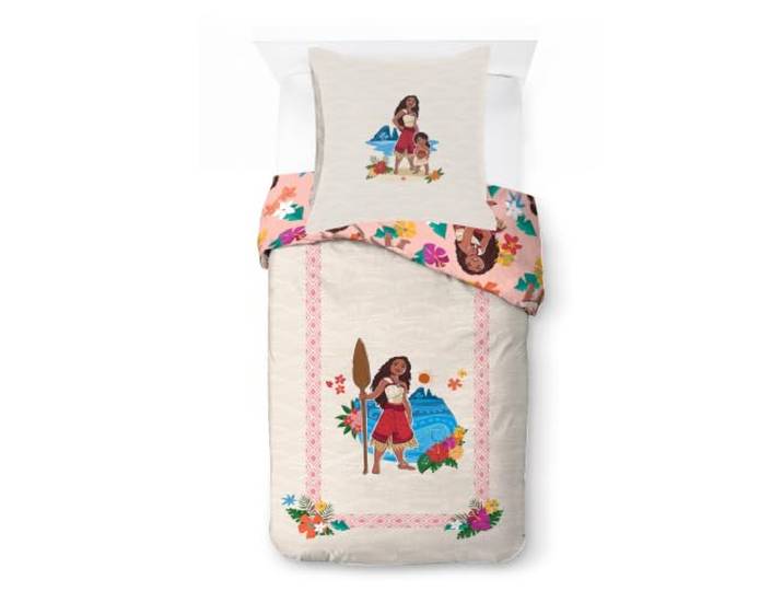 Disney Vaiana Prinzessin Kinder Bettwäsche-Set 100% Baumwolle, Beige