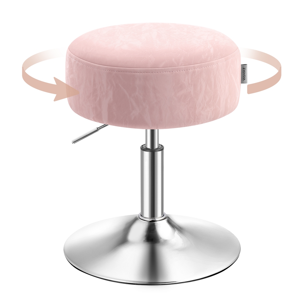 VASAGLE Höhenverstellbarer und 360° drehbarer Schminkhocker pastellrosa LJB120S01