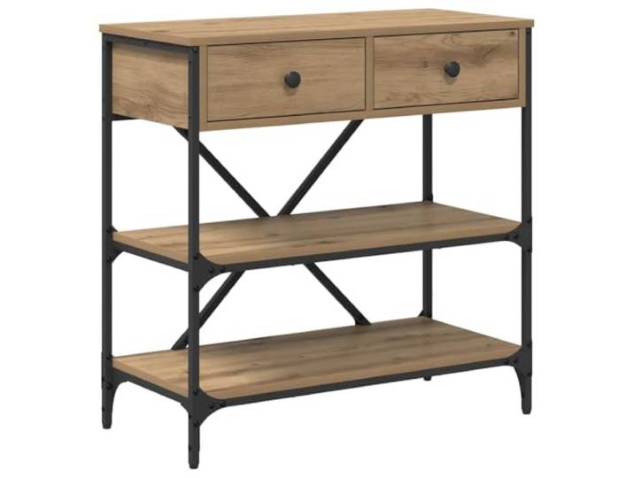 MNCVXAXG Konsolentisch, braun, 75 x 34,5 x 75 cm, Holz Technisches Holz, Schubladen mit Griffen, zusätzliche Einlegeböden, strukturierte Oberfläche, für Flure und Eingänge