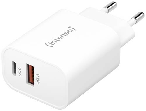 Intenso W30AC USB Ladegerät 30W 1x USB-A, 1x USB-C Weiß Innenbereich USB Power Delivery (USB-PD)