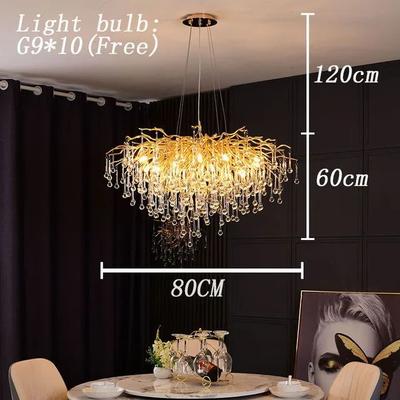 Inspire Essentials Nordic Gold Crystal Chandelier Luxury LED Ceiling Light 16 silver Body cold White