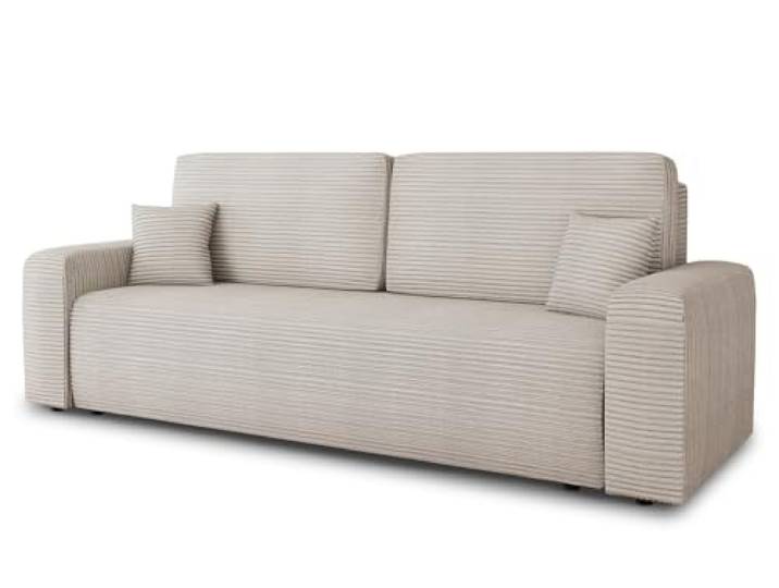 Sofnet - Schlafsofa Spark mit Bettkasten (Beige, Poso 100) Sofa mit Schlaffunktion, Bettsofa, Polstersofa, Bonellfederkern, Cordstoff, große Schlaffläche, TOP Design
