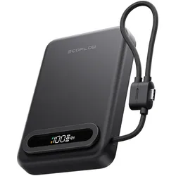 EcoFlow RAPID Mag Qi2.2 Powerbank (10.000 mAh, 25 W, integriertes USB-C Kabel) - Mitternachtsschwarz - Mitternachtsschwarz