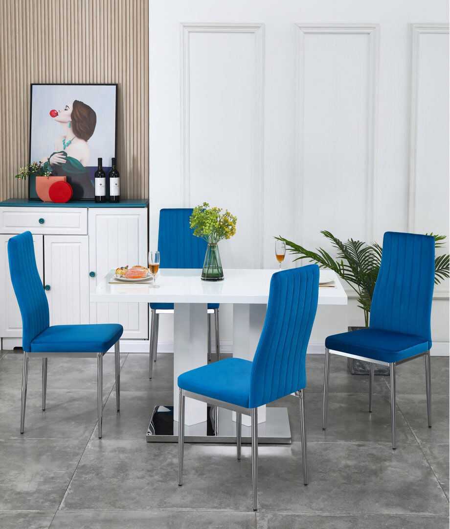 Ebern Designs Brittlynn 4 -Person Dining Set Blue 4
