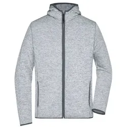 Herren Strick Kapuzenjacke JN589, hell-melange/carbon, Größe M - hell-melange/carbon - M