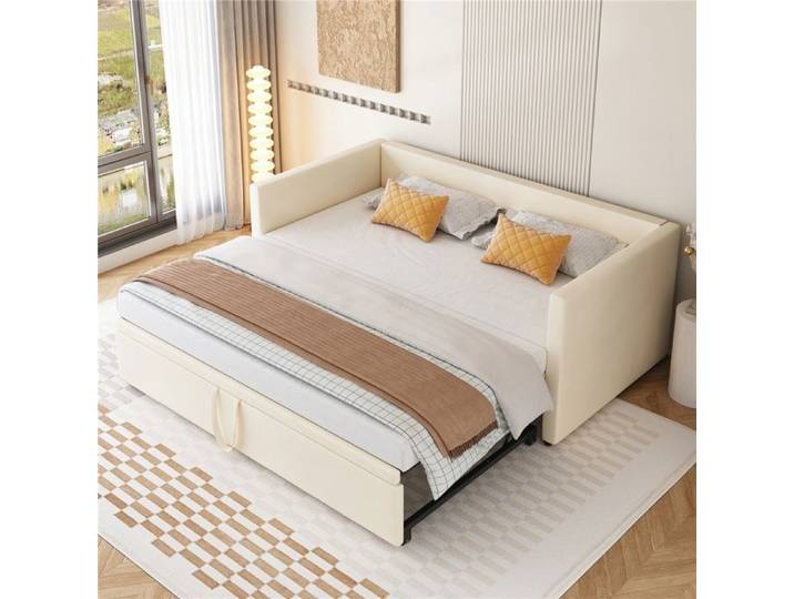 Canapé‑lit pliant en velours avec sommier à lattes 90/180 x 200 cm beige