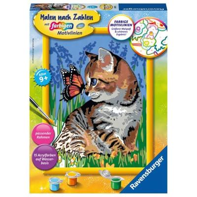 CreArt, Malen nach Zahlen Kinder - Katze mit Schmetterling