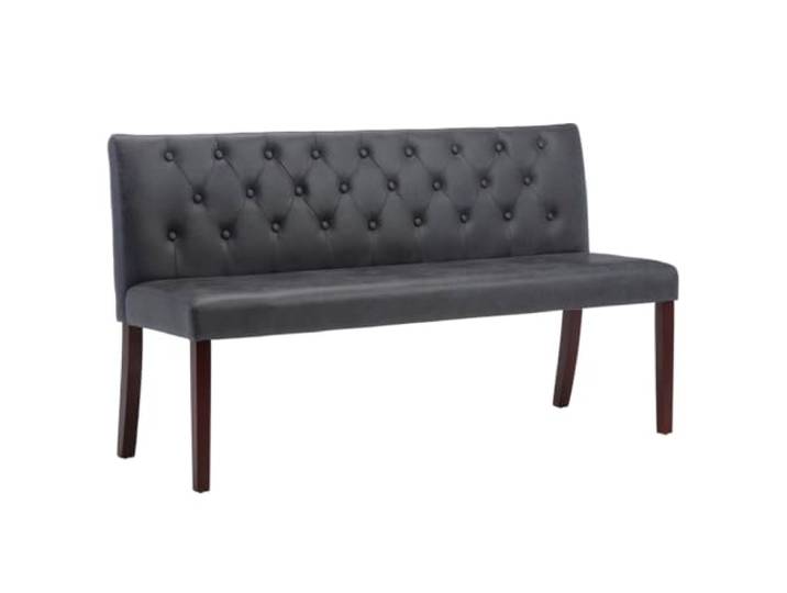 HBBMGYD Sitzbank, 148,5 cm, grau, Kunstleder, Wildleder, mit Rückenlehne Rückenlehne mit Knopfmuster, Gummifüße, dick gepolstert, Wildleder-Kunstleder, Flur, Wohnzimmer, Entspannung, Lesen