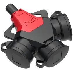 PCE, Netzstecker + Netzkupplung, PC Electric 253711-sr 3fach-Kupplung Gummi 250 V Rot IP54
