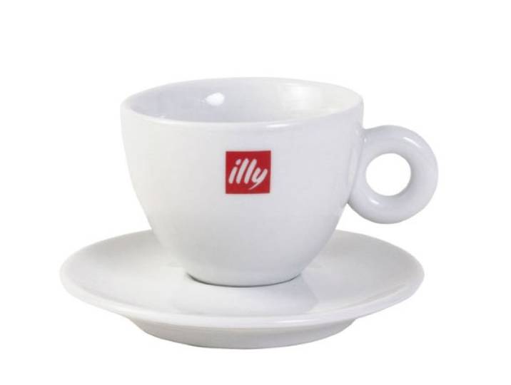 6x Illy Edelstahl Cappuccino Tassen Service