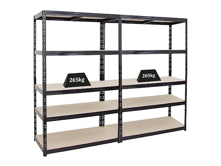 PROREGAL Mega Deal 2X Schwerlastregal Giant Tiger HxBxT 200x120x60cm Fachlast 265kg 5-Ebenen Schwarz Garagenregal Kellerregal, Werkstattregal