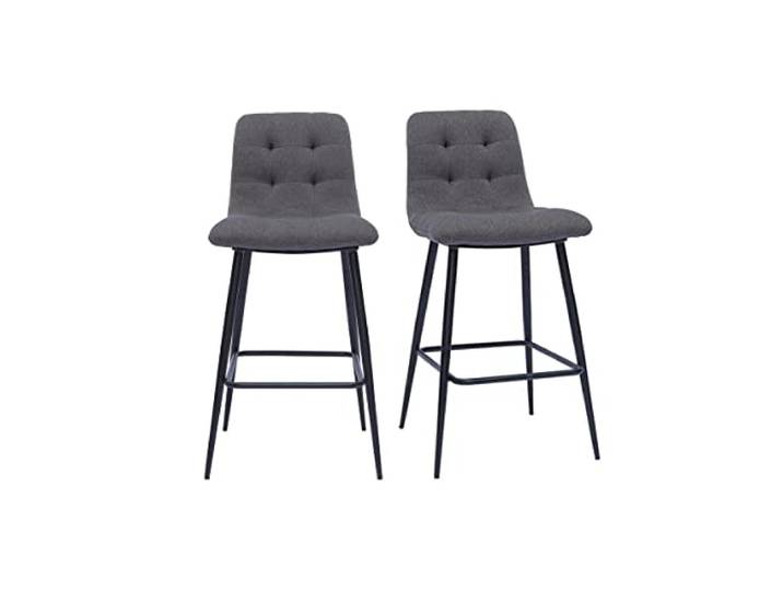 Design-Barhocker aus grauem Stoff und Metall H65 cm (Satz von 2) ESCAPE