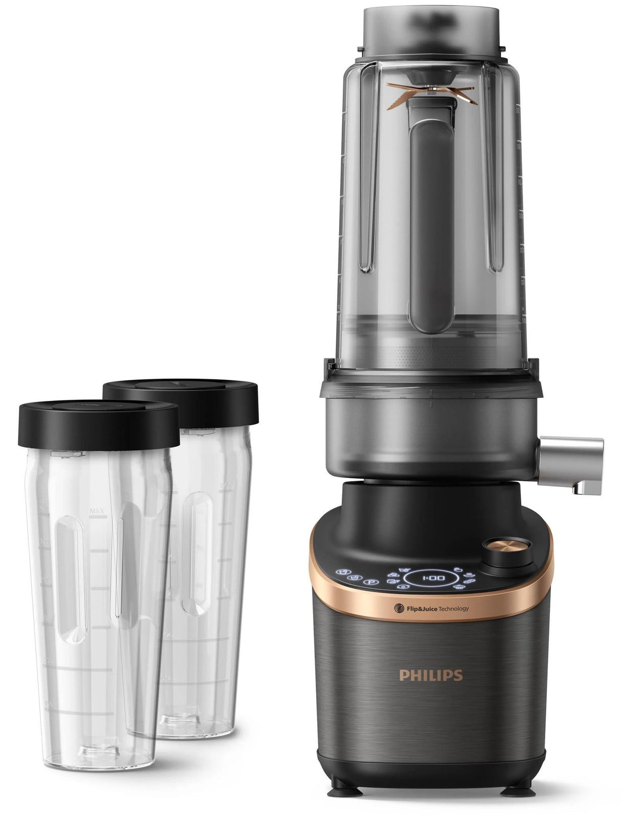Philips Staafmixer 7000 Serie ProBlend HR3770/10 met 2 drinkflessen, 1500 Watt, Metaal/Glas