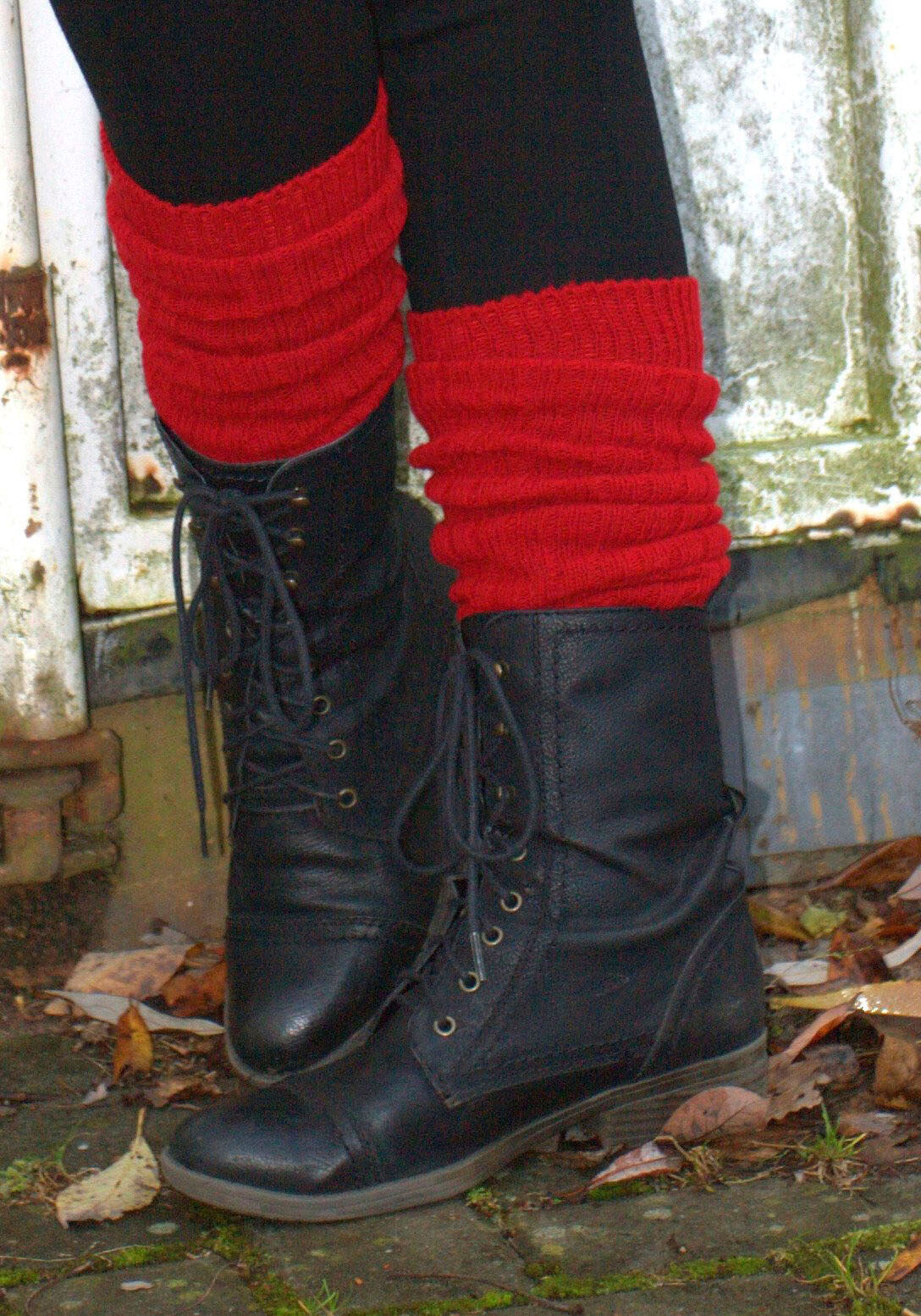 Beinstulpen LAVANA "gestrickte Beinwärmer und Armstulpen für Ballett, Tanz, Sport", Damen, rot (hellmarine, rot), Strick, Wolle, Stulpen Beinstulpen, mit 30% Wolle, gerippt, bequem und warm