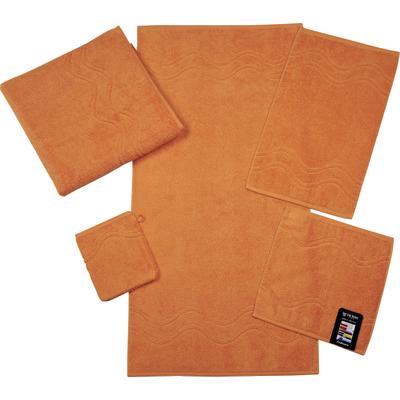 Waschhandschuh ROSS "Cashmere feeling", orange (dahlie), B:16cm L:22cm, Frottier, Baumwolle, Handtücher, mit Wellen-Bordüre