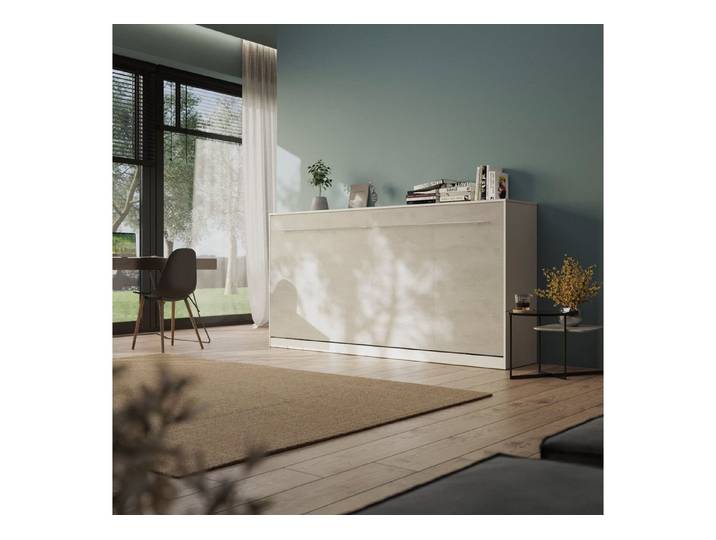 SMARTBett Schrankbett Standard 90x200 cm cm Horizontal Weiß Gasdruckfedern