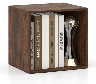 Costway Cube Storage Organizer Stackable Open Book Shelf Wooden Display Shelving Unit-Rustic Brown