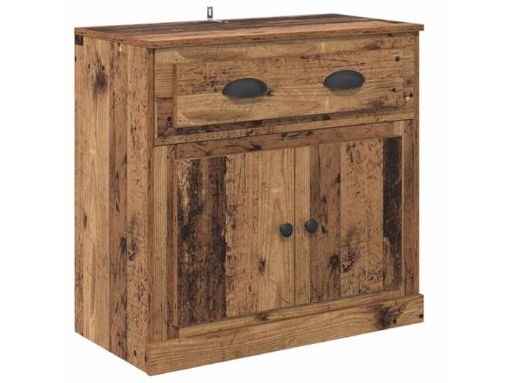 Fisinber Highboard Altholz-Optik 70 x 35,5 x 67,5 cm Holzwerkstoff Kompakter Beistellschrank in Altholz-Optik mit Schublade und Türen für Wohnzimmer, Flur oder Essbereich.
